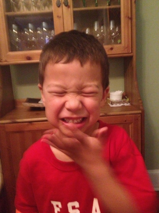 Sebastian insisted on eating a Extreme Sour Warhead...