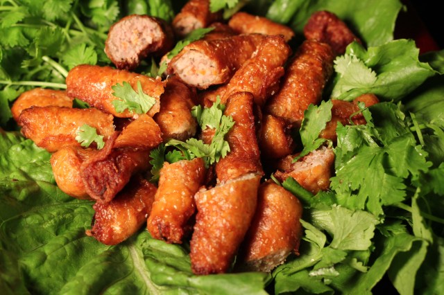 Spring roll, chicken skin wrapper