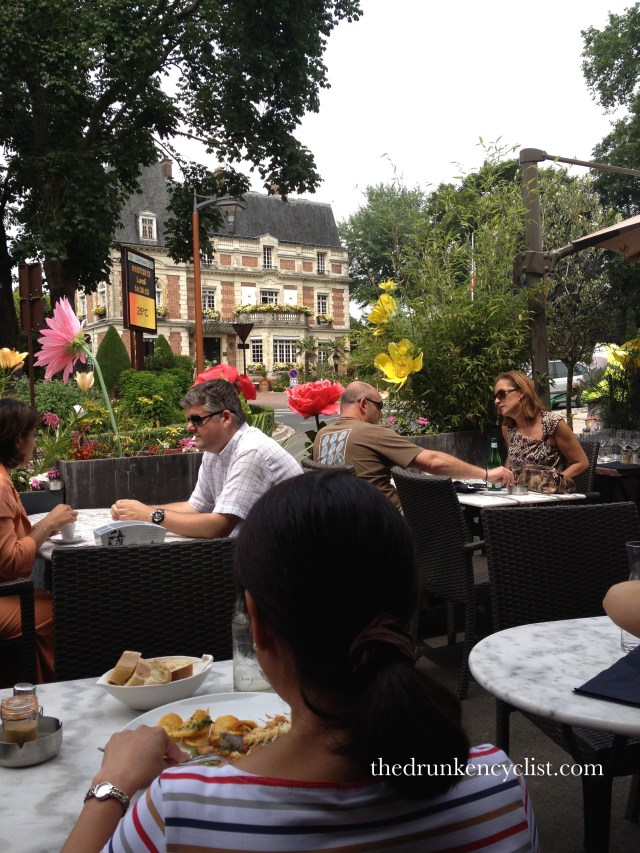 My table al fresco, looking at La Mairie.