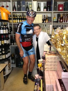 With Mme. Salvatori at her champagne shop in Epernay (she’s the one in white(