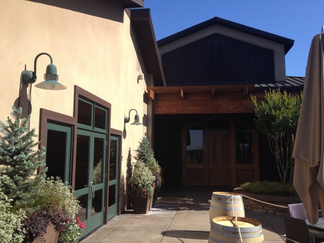 The tasting room (left) and the barn.
