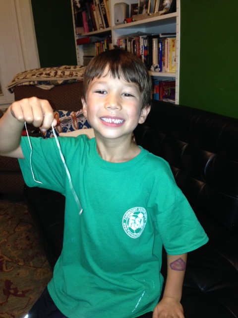 Sebastian lost his first tooth this week….