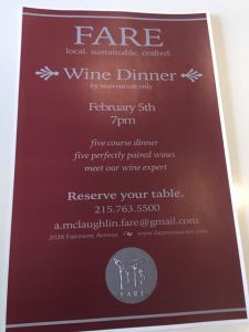 For one of the dinners, this was posted in the restaurant as advertisement.