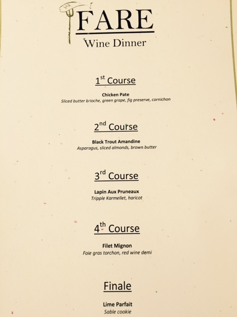 A creative menu put together by the people in the kitchen.