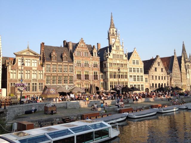 A host of bars and restaurants along the river in Gent.