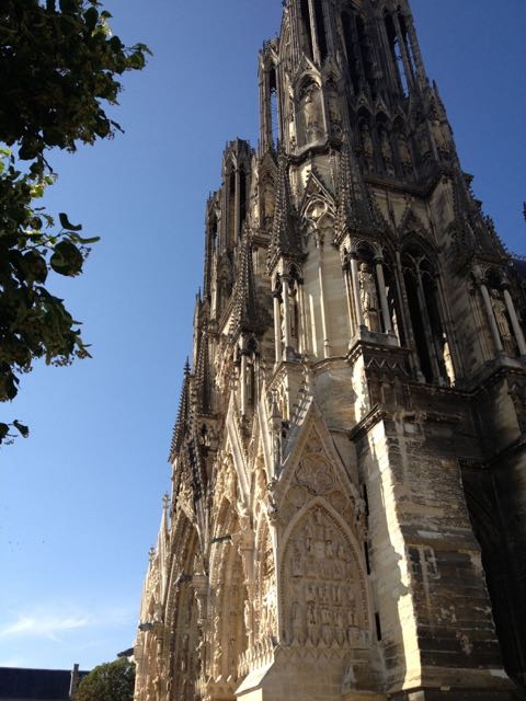 Reims cathedral in the late afternoon.
