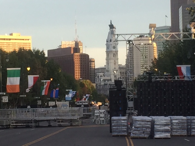 Another view of the BF Parkway with some of the hundreds of palates of water brought in. Holy water anyone?