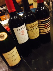 The wines from my last Online Tasting (I supplied the Champers).