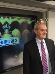 Régis going full tiara after the tasting.