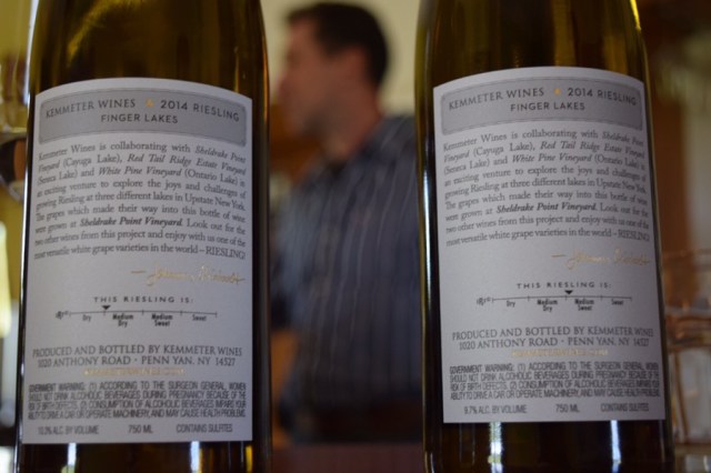 The back labels of the Sheldrake Point wines.