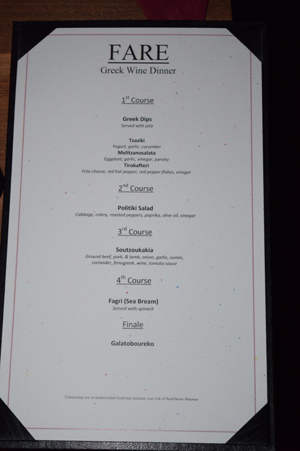 The night's menu.