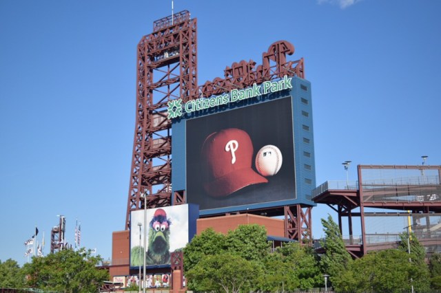 Outside the stadium.