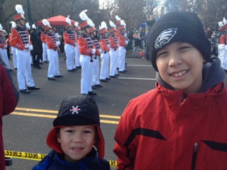 The Thanksgiving Day parade: In what had become a tradition, the boys and I would take the five minute walk down to the Ben Franklin Parkway and watch the parade with hundreds of our best friends from Southern Jersey.