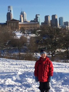 Sledding in Fairmount Park.