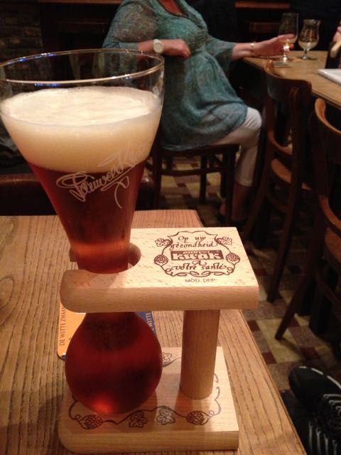 Kwak beer with the requisite stand.